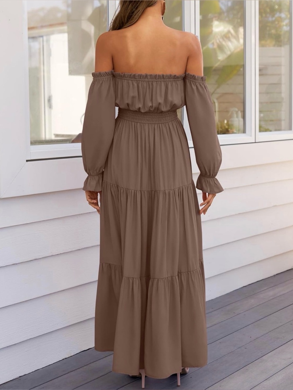 Boho Off the Shoulder Maxi Dress - Picture 6 of 7